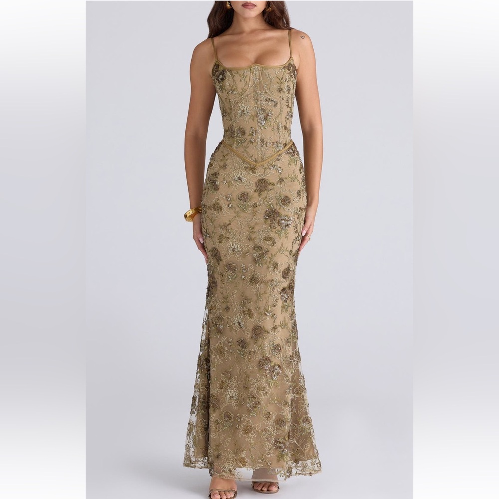 House of CB Naima Olive Bronze Gown